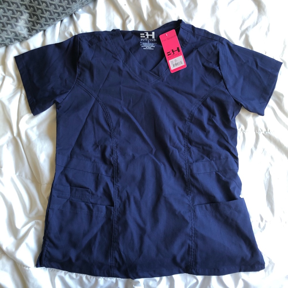 BH Navy Blue Scrub Top